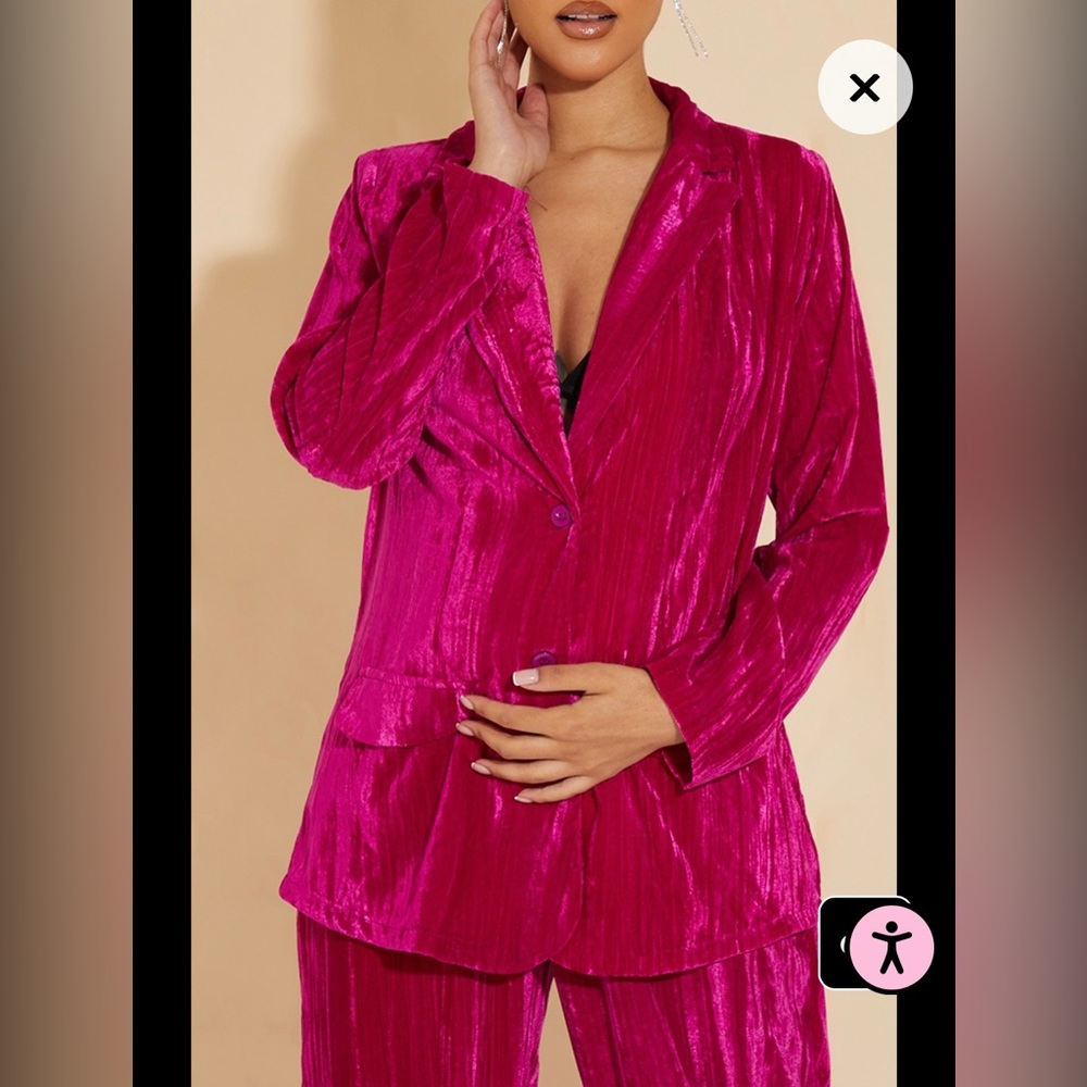 PrettyLittleThing Pink Velvet Blazer